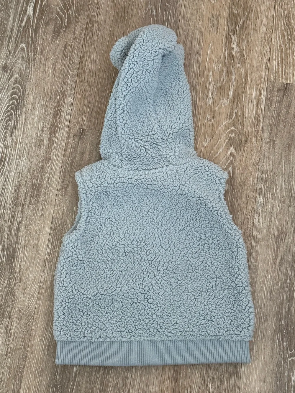 Carters Baby Boy Teddy Fleece Hooded Vest 3D Ears Blue Gray Full Zip 9M
